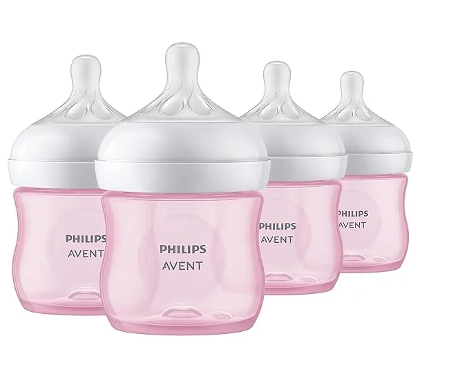 Philips Avent Natural Baby Bottle with Natural Response Nipple - Pink Panda Design - 9oz/3ct