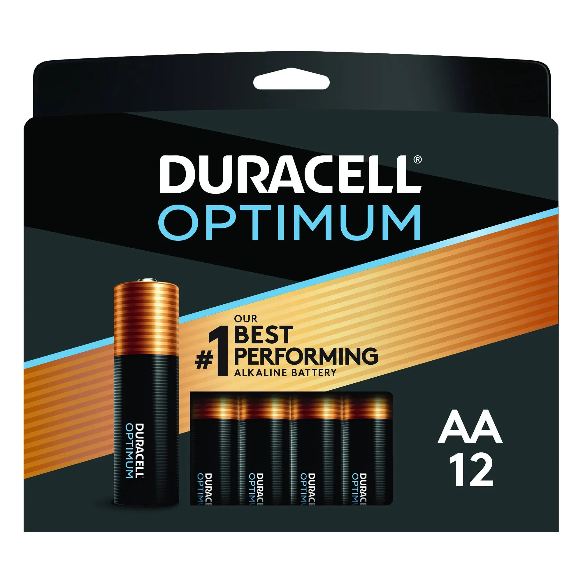 Duracell Optimum Batteries, Alkaline, AA, 1.5V - 12 batteries