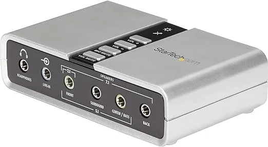 StarTech.com 7.1 USB Sound Card - External Sound Card for Laptop with SPDIF Digital Audio - Sound Card for PC - Silver (ICUSBAUDIO7D)