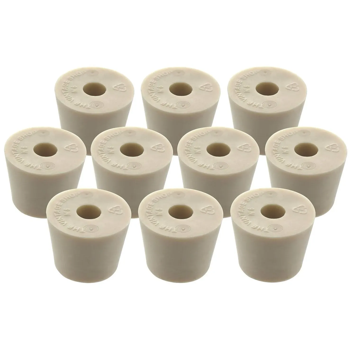 Vintage Shop Drilled Rubber Stopper #6 (Set of 10)