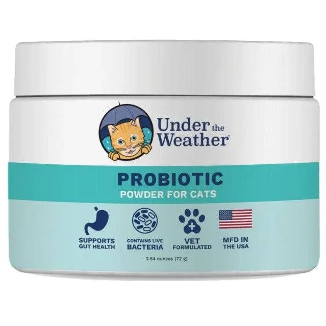 Under the Weather Pet Probiotics Powder for Cats | Vet Formulated Probiotic Supplement for Digestive Gut Health | Promotes Good Digestion & Immunity | Aids Occasional Diarrhea for Cats (2.54 Oz)