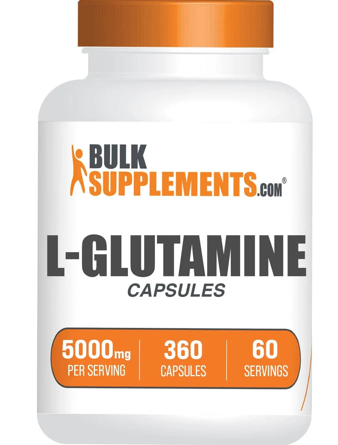 BulkSupplements.com L-Glutamine Capsules - Glutamine Supplement, L Glutamine 5000mg, L Glutamine Pills - Gut Health, Gluten Free, 10 Capsules per Serving, 240 Capsules (Pack of 1)