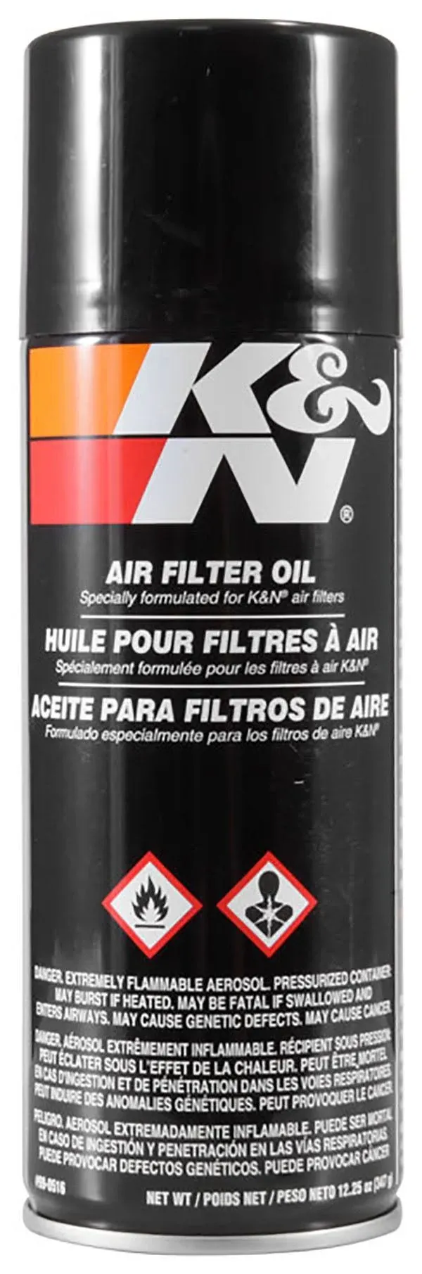 K&N Air Filter Oil: Aerosol; Restore Engine Air Filter Performance and Efficiency, 99-0516, 347g(12.25 Oz)