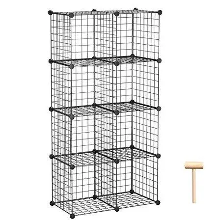 C&amp;AHOME Wire Cube Storage, 8-Cube Organizer Metal C Grids 8-Cube, Black 