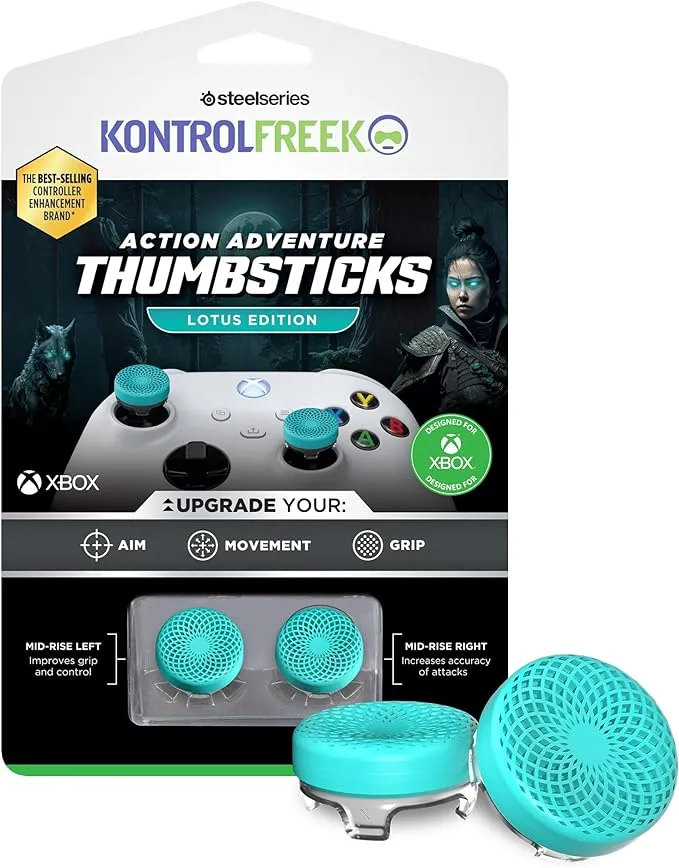 KontrolFreek - Action Lotus Thumbsticks, Xbox - Teal/Clear