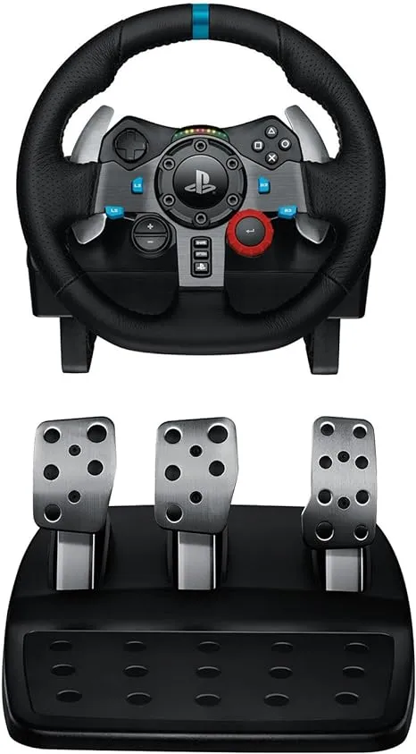 Logitech G29 Driving Force Racing Wheel and Floor Pedals, Real Force Feedback, Stainless Steel Paddle Shifters, Leather Steering Wheel Cover for PS5, PS4, PC, Mac - Black