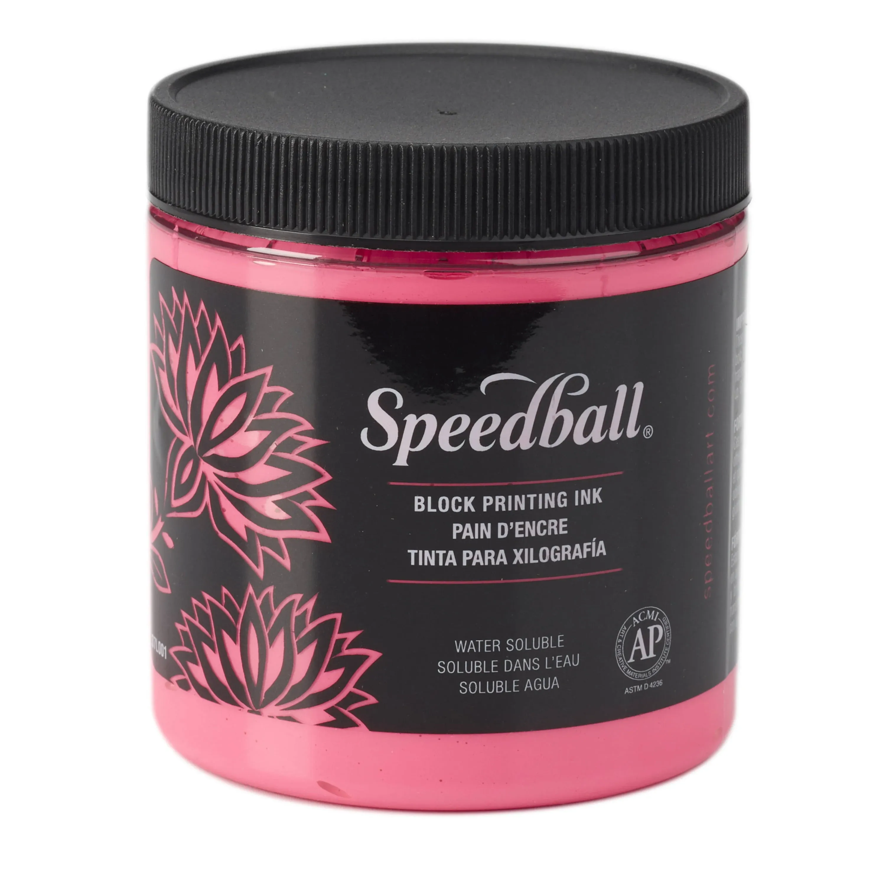 Speedball Water-Soluble Block Printing Ink, 8-Ounce Jar, Fluorescent Hot Pink