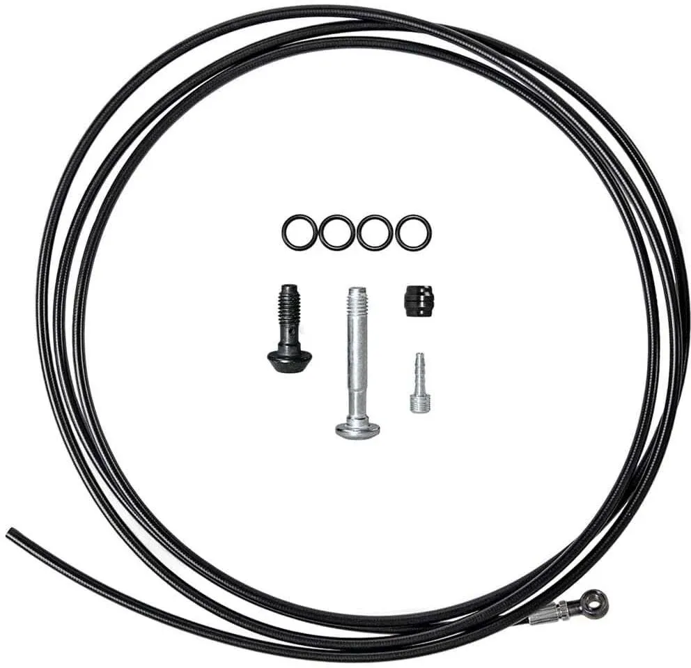 Magura Hydraulic Brake Hose - 2500mm, for MT4 to MT Trail SL, Pressed Banjo Fitting, Black 