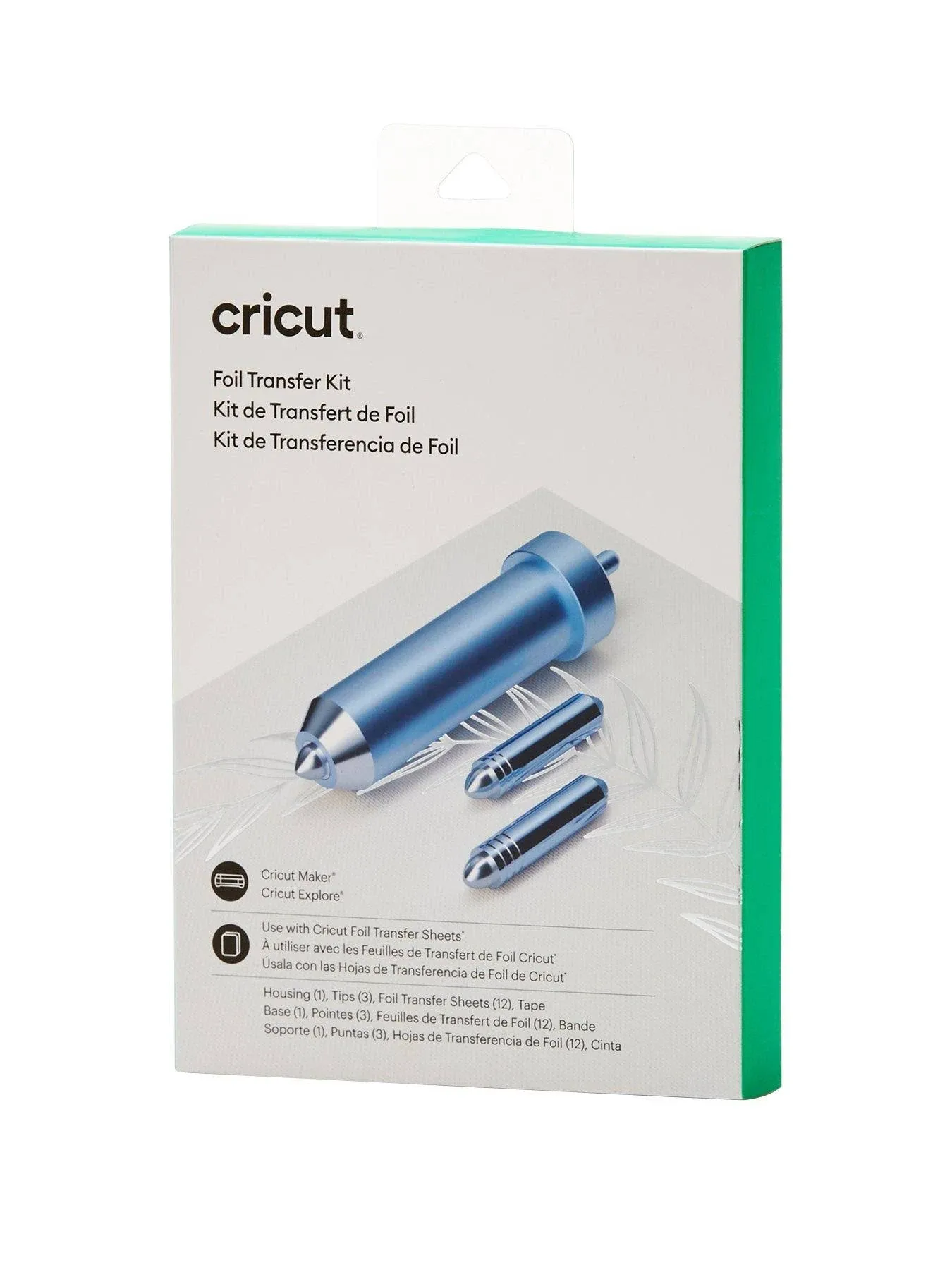 Cricut Foil Transfer Kit, Includes 12 Foil Transfer Sheets, 3 Cricut Tools in 1 with Interchangeable Tips (Fine, Medium & Bold), Tool Housing & Adhesive Tape, For Cricut Maker & Explore Machines