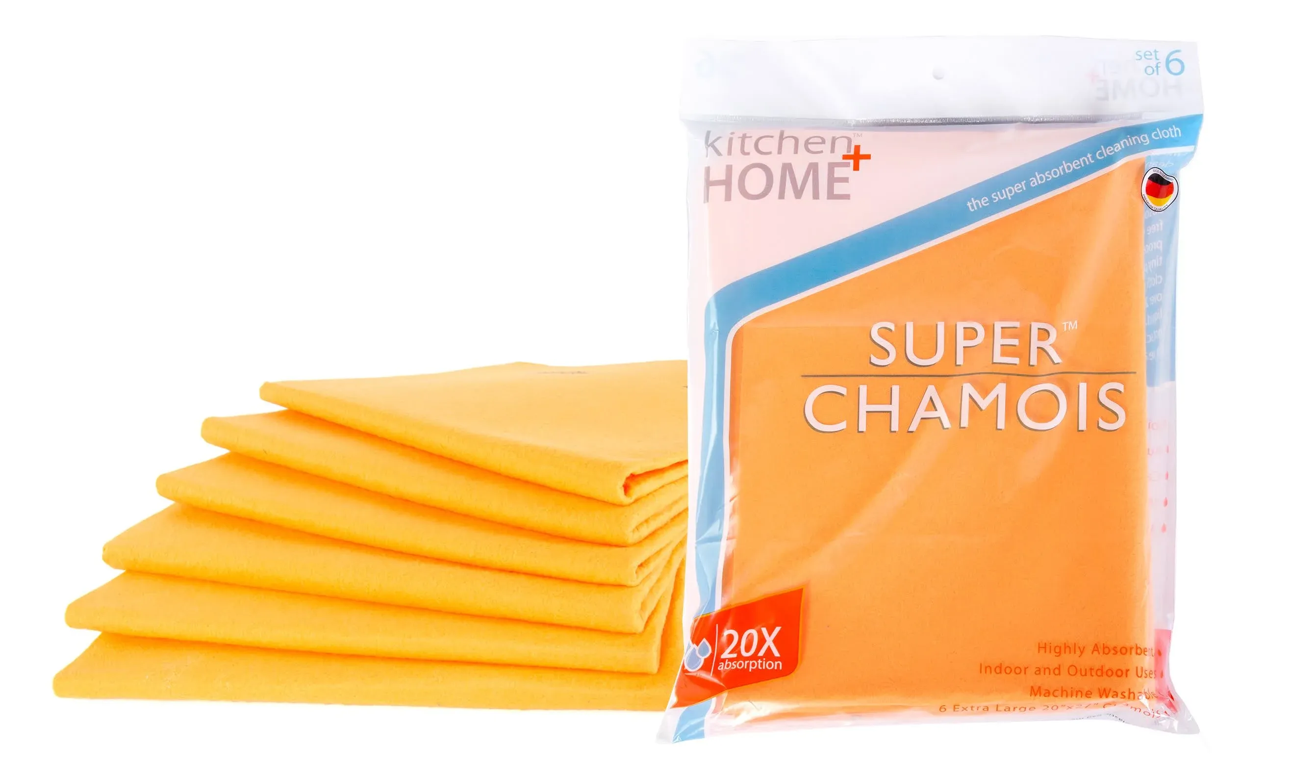 Kitchen Home Super Chamois - Extra Large 20" x 27" Super Absorbent Cleaning Cloth ...