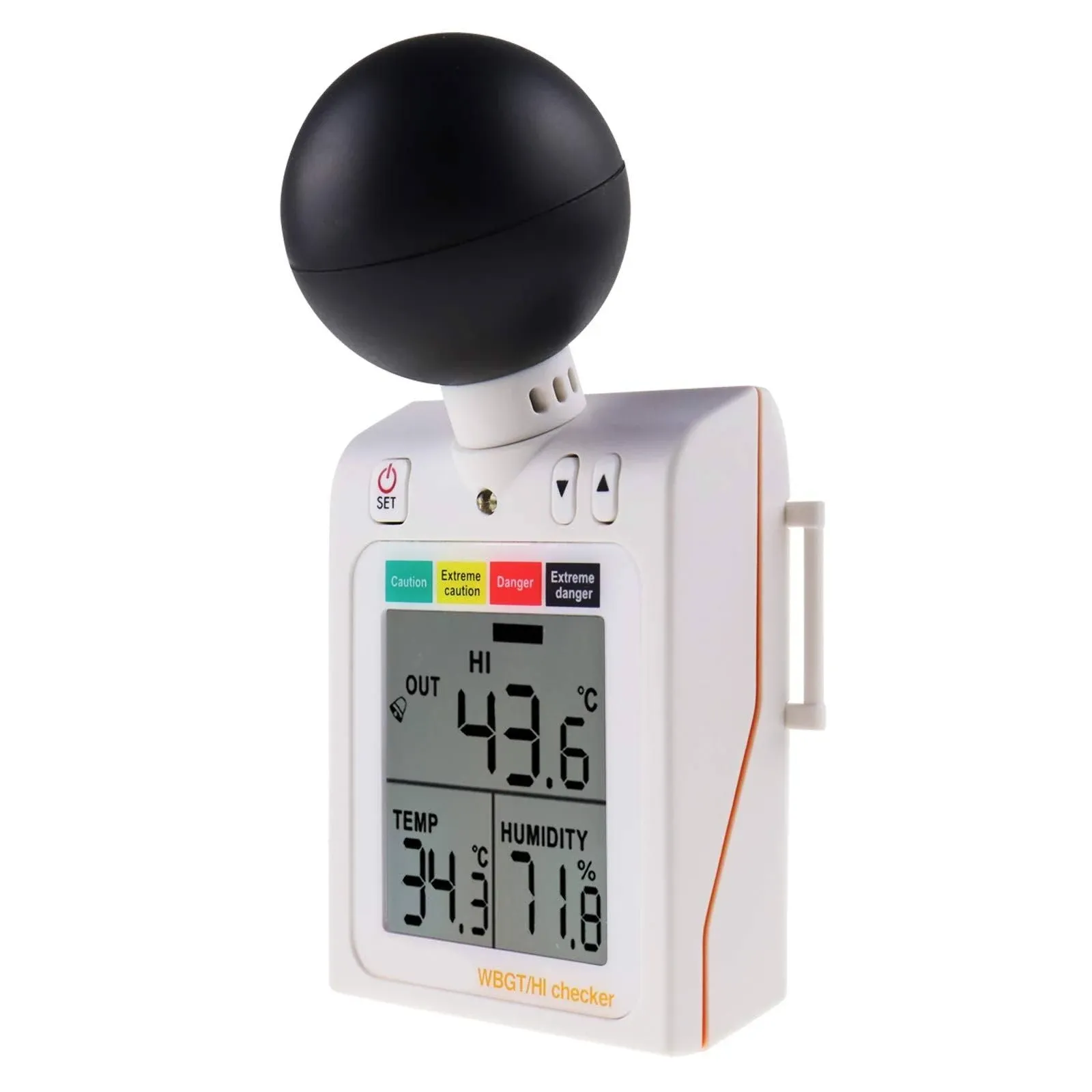 Wearable 2-IN-1 WBGT &amp; HI Heat Checker Wet Bulb Globe Temperature Stress Meter