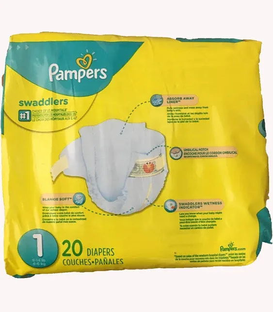 Pamper Swaddler Size 1, 20 Diapers (Package May Vary)Pamper Swaddler Size 1, 20 Diapers (Package May Vary)