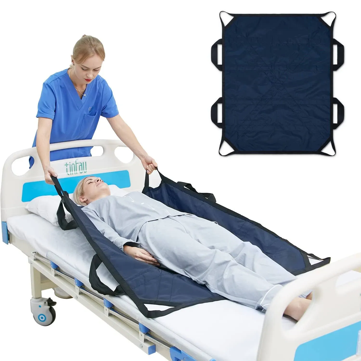 Bed Positioning Pad with Reinforced Handles, 45&#034; X 36&#034; Multipurpose Waterproo...