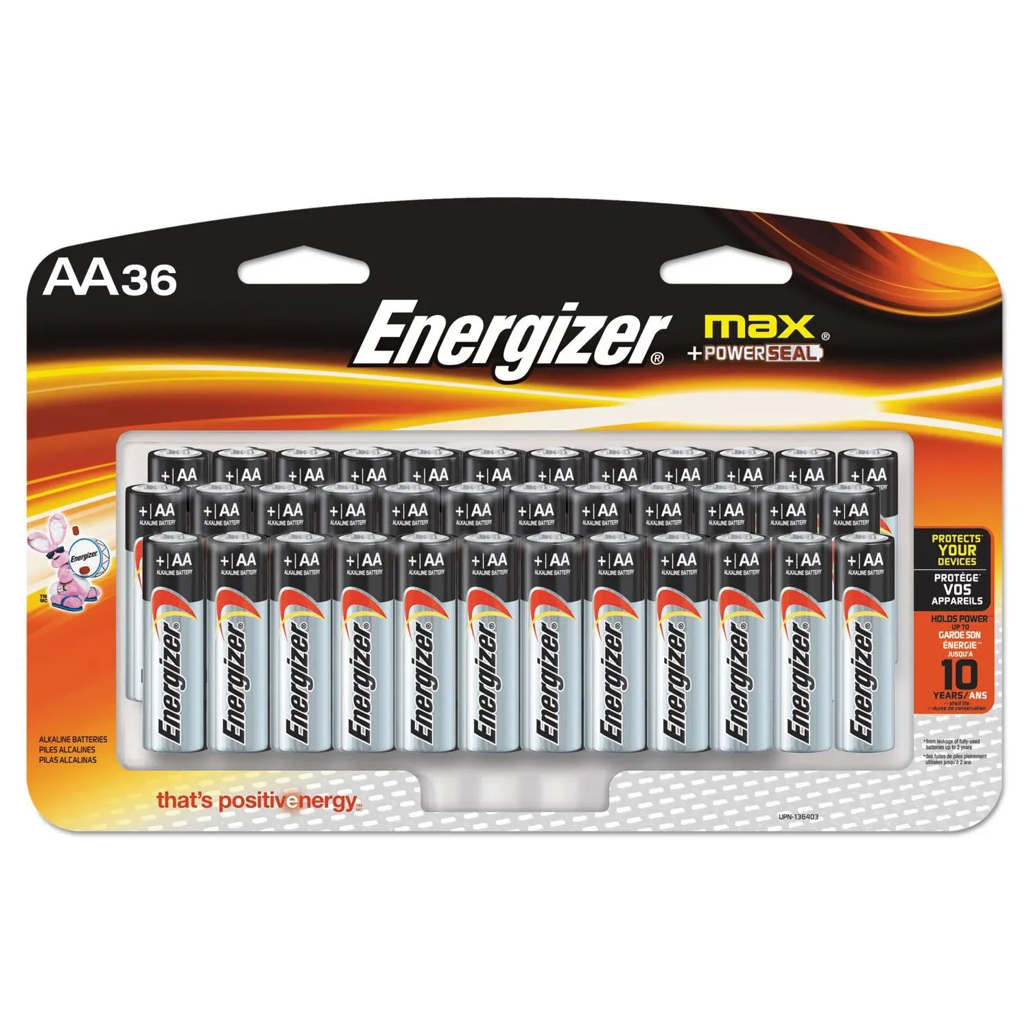 Energizer Max Alkaline AA Batteries - 36 / Pack