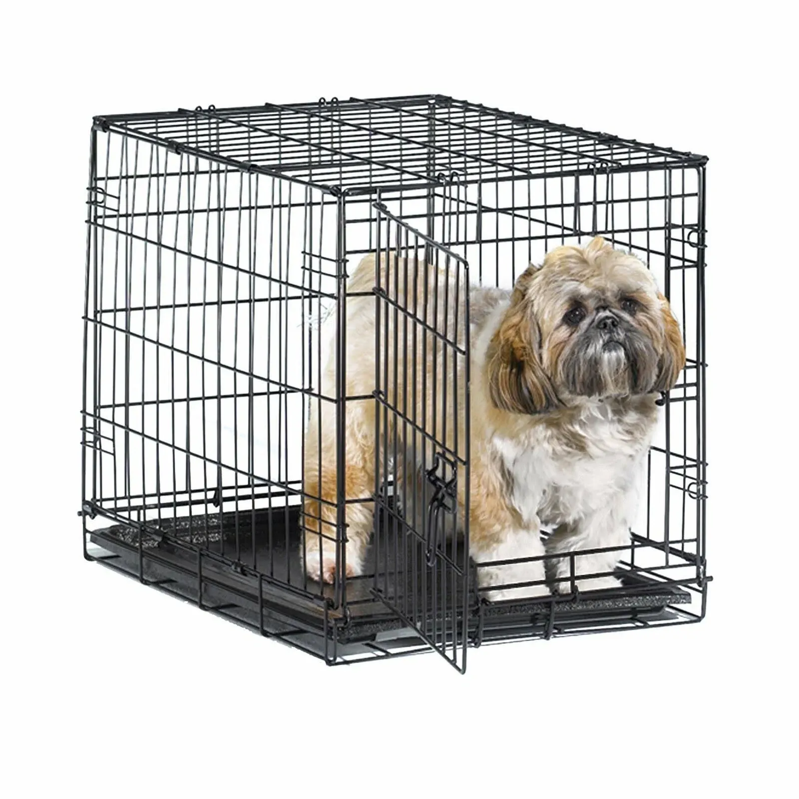 New World Newly Enhanced Single Door New World Dog Crate, Includes Leak-Proof Pan, Floor Protecting Feet, & New Patented Features, 24 Inch