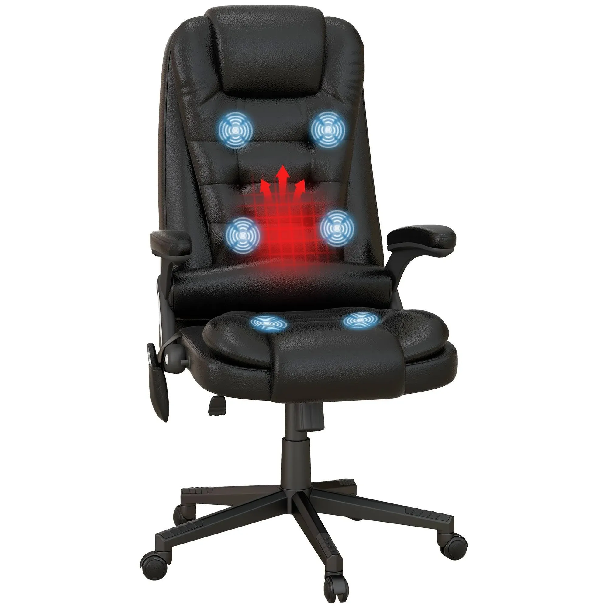 Homcom High-Back Vibration Massage Chair, Heating Office Chair, Black