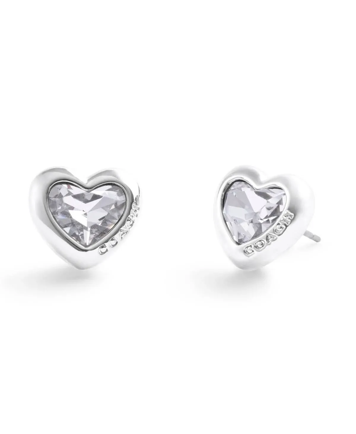 COACH Womens Stone Heart Stud Earrings