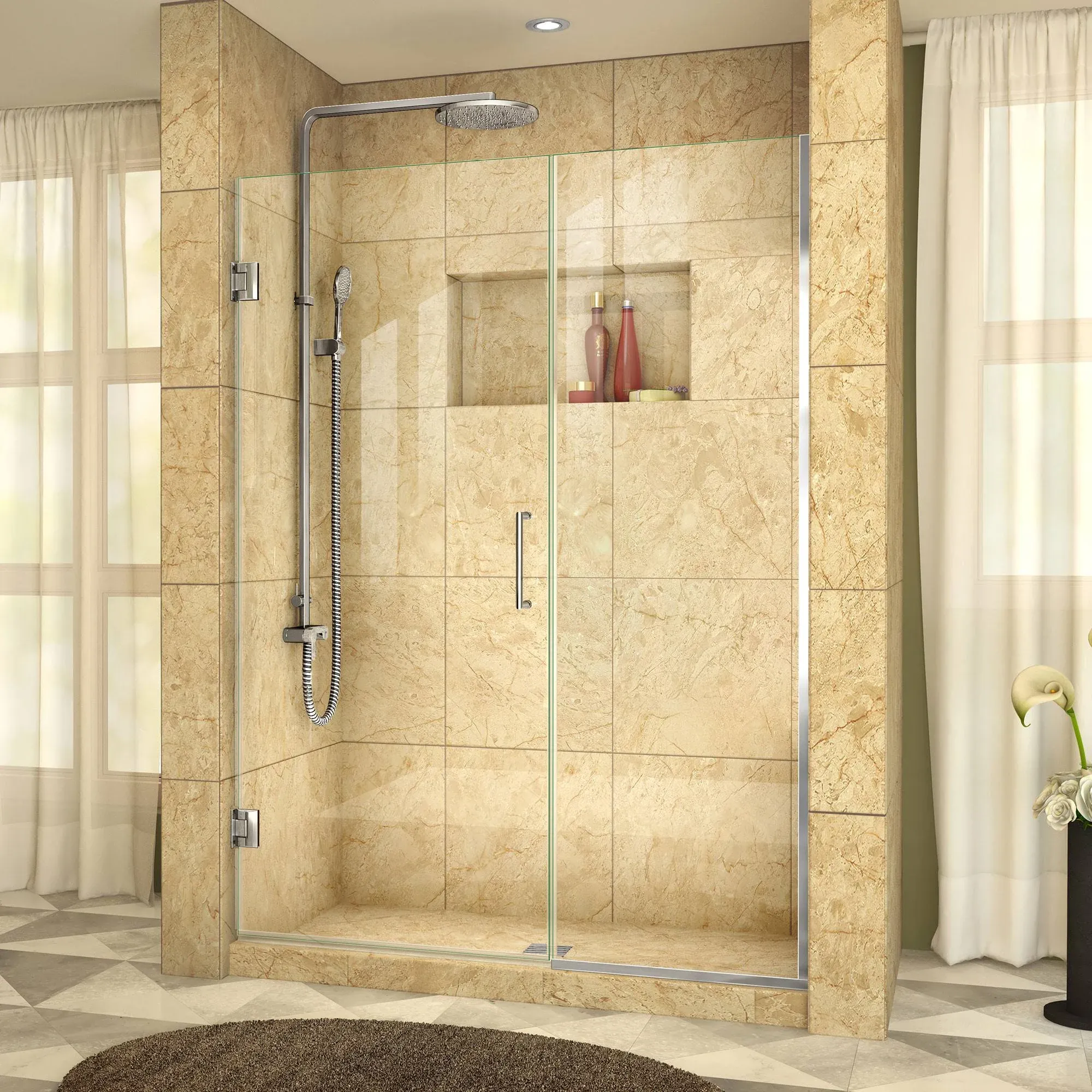 DreamLine Unidoor Plus Hinged Shower Door w/Clear Glass, SHDR-244507210-01