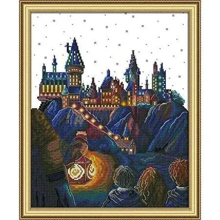 Maydear Cross Stitch Kits Stamped,Punch Needle Kit Full Range of Embroidery Kit Beginners DIY 11CT 3 Strands - Starry Night of Van Gogh 23×18(inch)