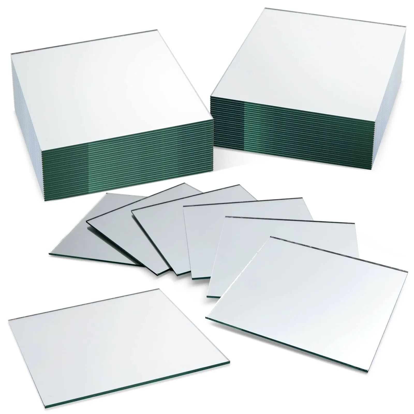 50 Pack Square Glass Mirror tiles, 4 inch Panels for Crafts, Centerpieces, DIY ...