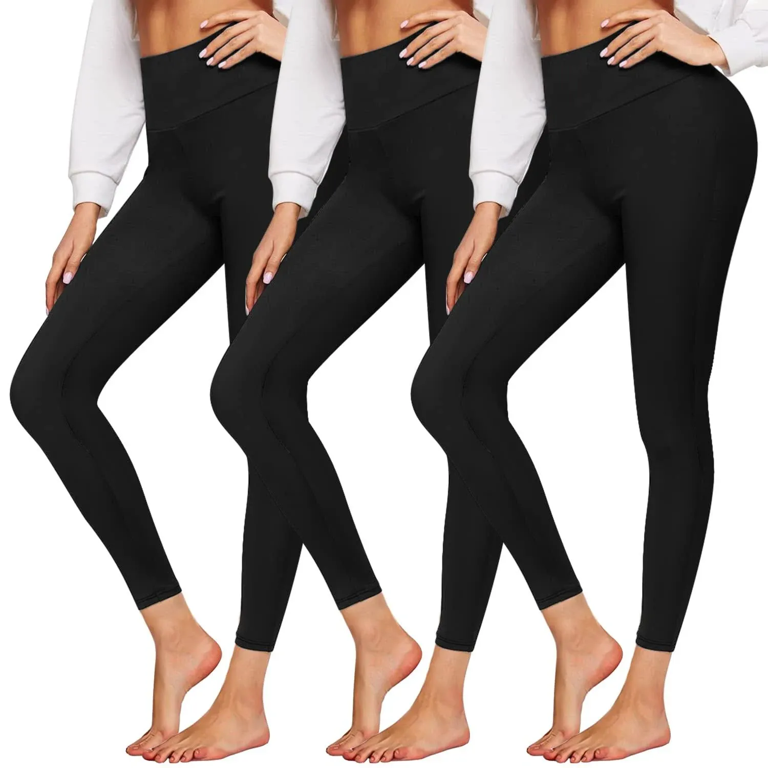 3 Pack High Waisted Leggings for Women No See-Through Soft Athletic Tummy Control Pants for Running Yoga Workout