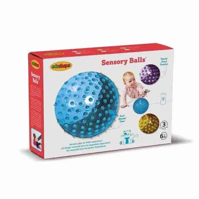 Edushape The Original Sensory Balls for Baby - Pack of 3 Vibrant Colorful Baby Balls and Unique Toddler Ball for Baby - Enhances Gross Motor Skills for Kids Aged 6 Months and Up