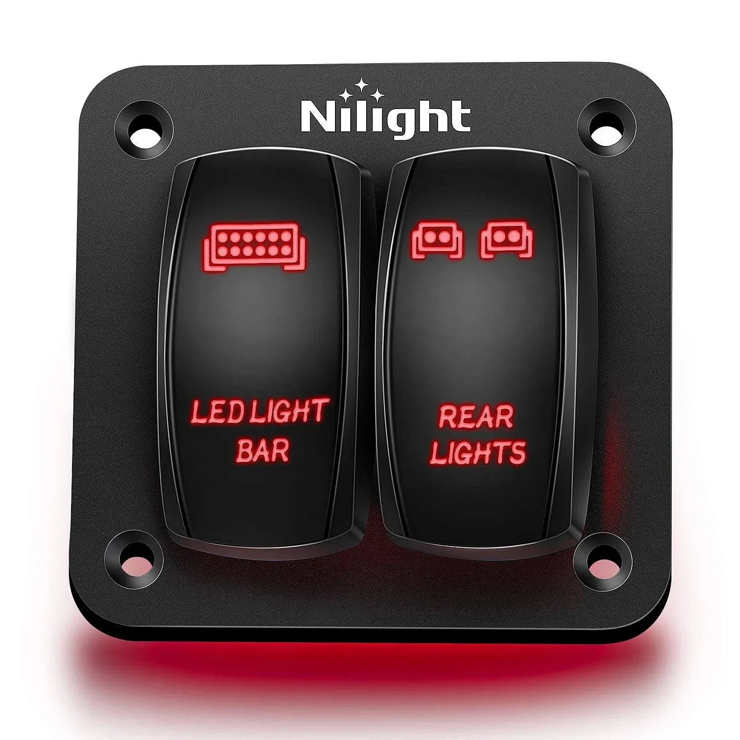 Nilight 2 Gang Rocker Switch Panel LED Light Bar Switch Rear Lights Switch 12 24V ...