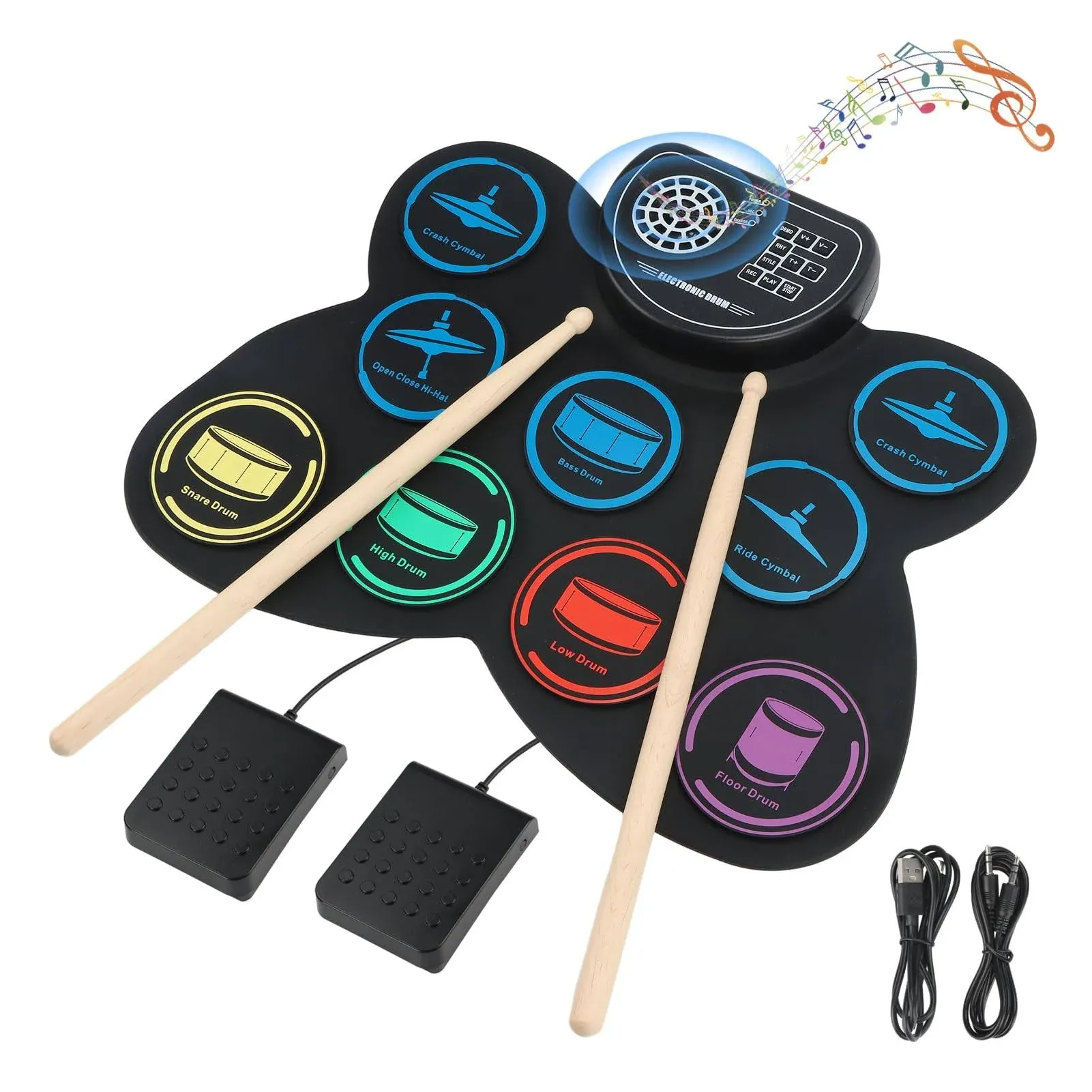 Electronic Drum Set,  9 Drum Practice Pad with Headphone 9 pad Stereo Speaker