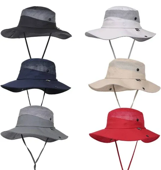 ESHOO Women Fishing Sun Hat Men Summer UV Protection Bucket Hats Mesh Ventilated ...