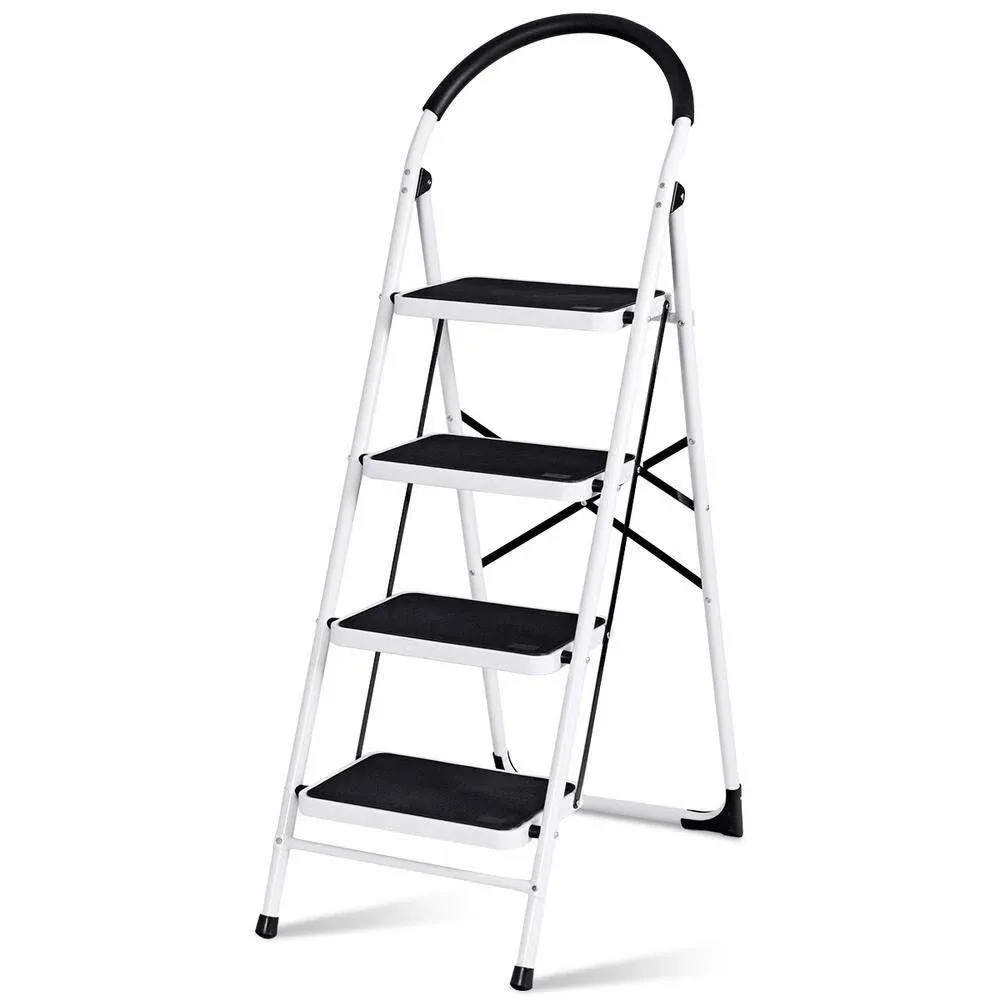 4-Step Folding Ladder with Anti-Slip Pedal Platform 330Lbs Capacity