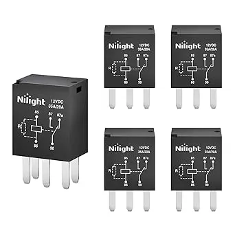 Nilight 50003R Automotive Set 5-Pin 30/40A 12V SPDT with Interlocking Relay Socket and Wiring Harness-5 Pack, 2 Years Warranty