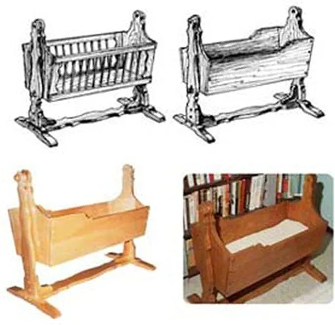 Woodcraft Project Paper Plan to Build Mission American Baby Cradle