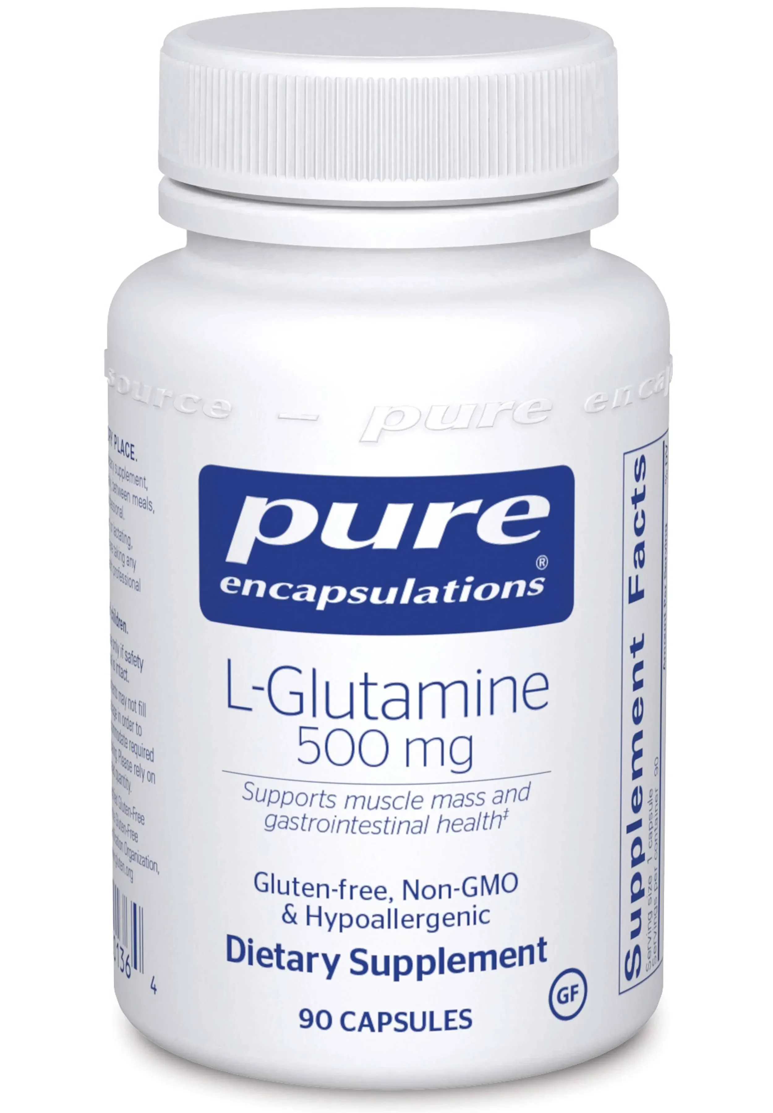 Pure Encapsulations L-Glutamine 500 mg - Supplement for Immune and Digestive Support, Gut Health and Lining, Metabolism, and Muscle Support* - with Free-Form L-Glutamine - 90 Capsules