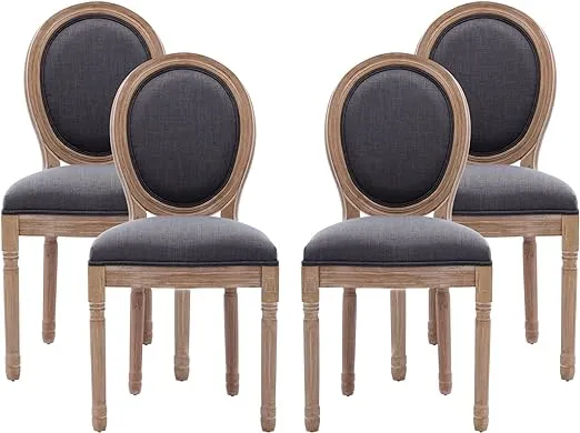 Nrizc French Country Dining Chairs Set of 4, Farmhouse Dining Chairs, Wood Round Back Dining Room Chair, for Dining Room/Living Room/Bedroom