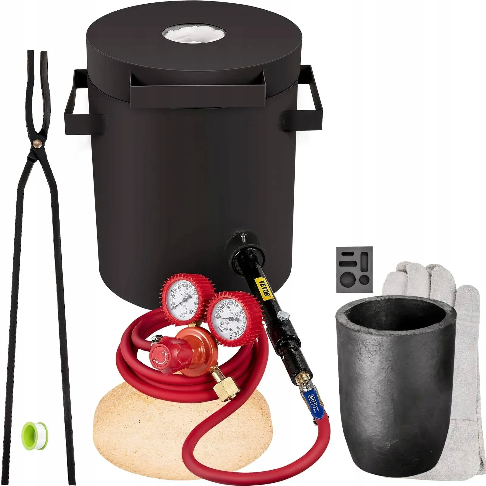 VEVOR Propane Melting Furnace 10kg 2462f Metal Foundry Furnace Kit with Graphite ...