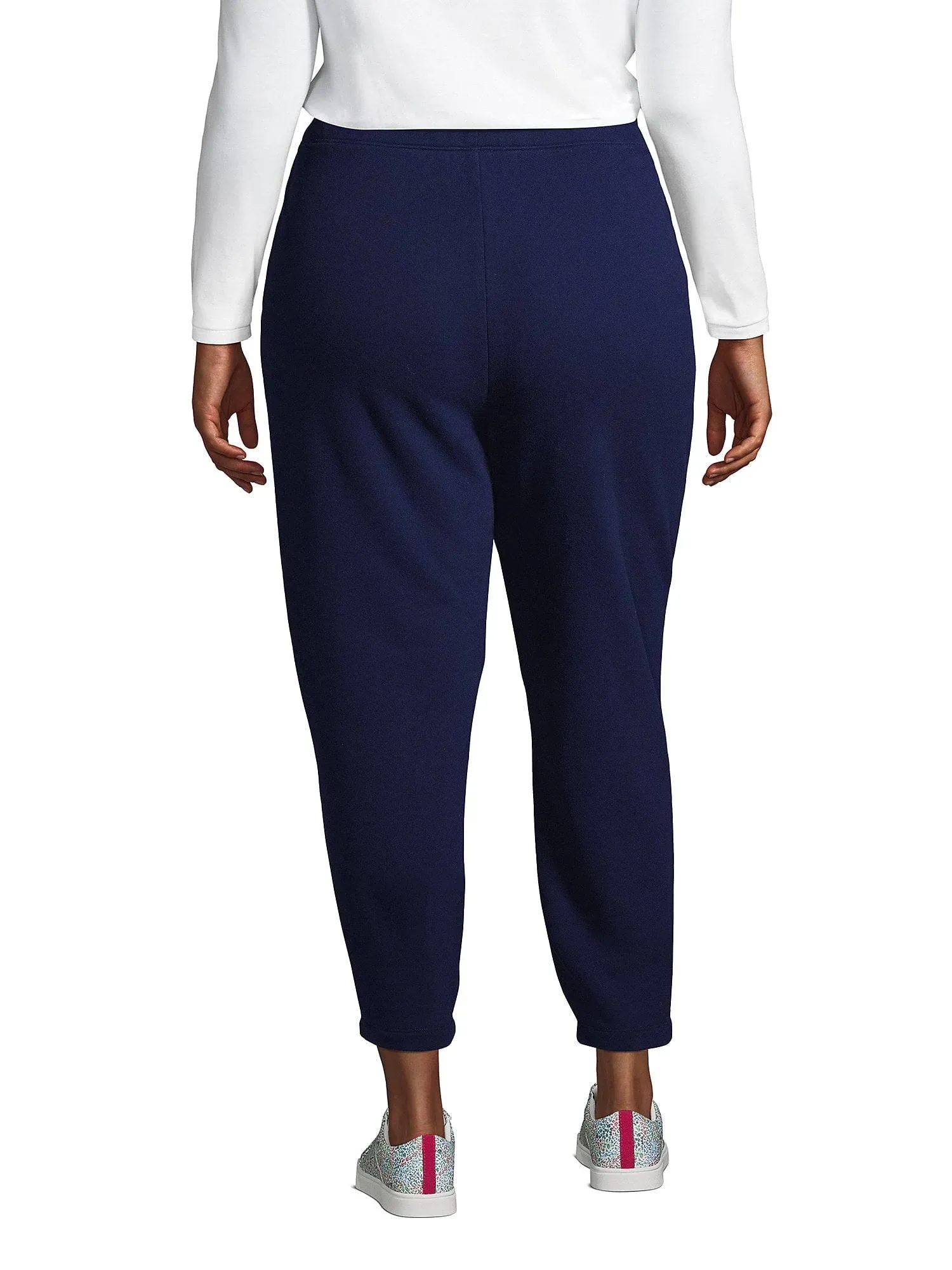 Lands' End Women's Plus Size Serious Sweats Ankle Sweatpants, Size: 1XL, Blue