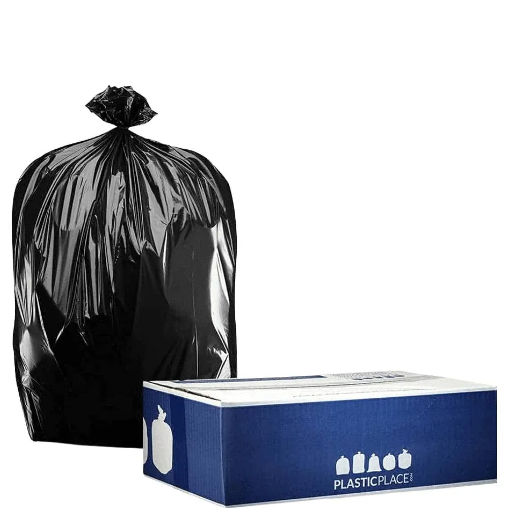 Plasticplace Black Garbage Bags,12-16 Gallon,24x31,1.2 mil, 250/Case