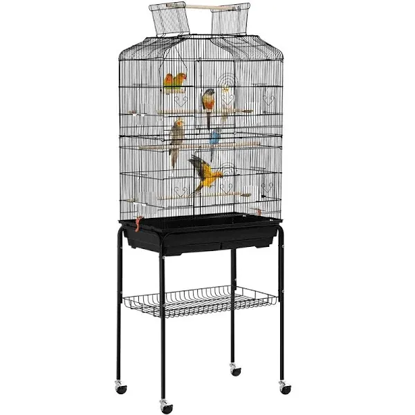 Yaheetech 64-inch Play Open Top Medium Small Bird Cage with Detachable Rolling Stand for Parrot Lovebirds Finches Canaries Parakeets Cockatiels Budgie Parrotlet Conures