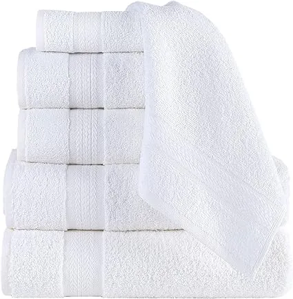 REGAL RUBY, 6 Piece Towel Set, 2 Bath Towels 2 Hand Towels 2 Washcloths, Soft and Absorbent, 100% Turkish Cotton Towels for Bathroom Shower Towel, Bath Linen Set Grey