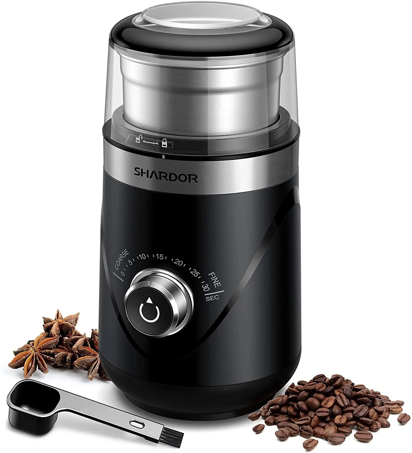 SHARDOR Adjustable Coffee Grinder Electric,Grain mills, Herb Grinder, Spice Grinder, Coffee Bean Grinder, Espresso Grinder with 1 Removable Stainless Steel Bowl, Black