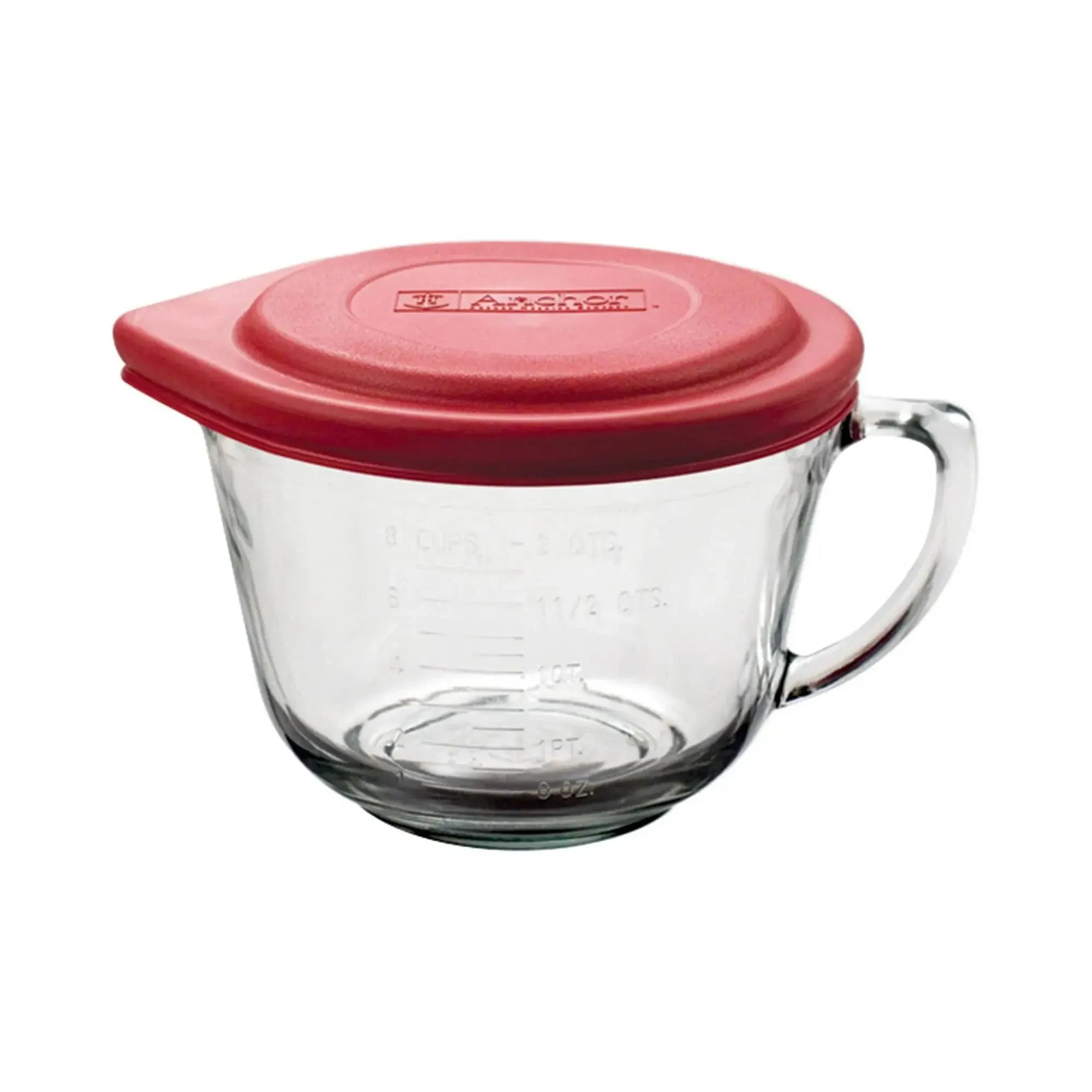 Anchor Hocking 79027 2 Quart Dough Bowl with Red Lid