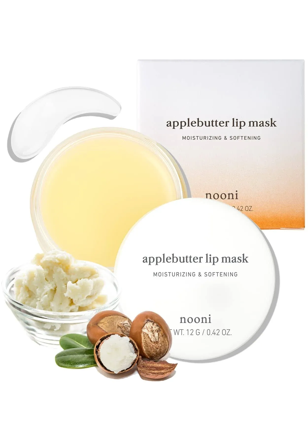 NOONI Applebutter Lip Mask with Shea Butter and Vitamins | Overnight Lip Mask, Hydrating Lip Balm, Korean Lip Butter, Moisturizing, Softening, Smoothening, Lip Repair, Lip Masks, Gift, VeganNOONI Applebutter Lip Mask with Shea Butter and Vitamins | Overn