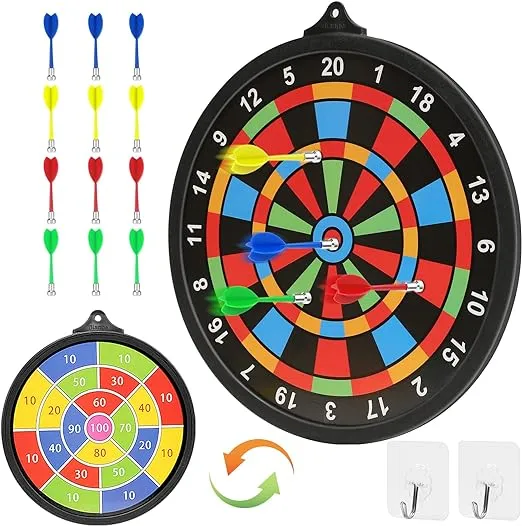 Magnetic Dart Board w/ 12 Darts, Kids Dartboard Gifts, Safe Indoor Outdoor Games for Kids 8-12, Teen Gifts for 6 7 8 9 10 11 12 13 14 Year Old Boys Girls