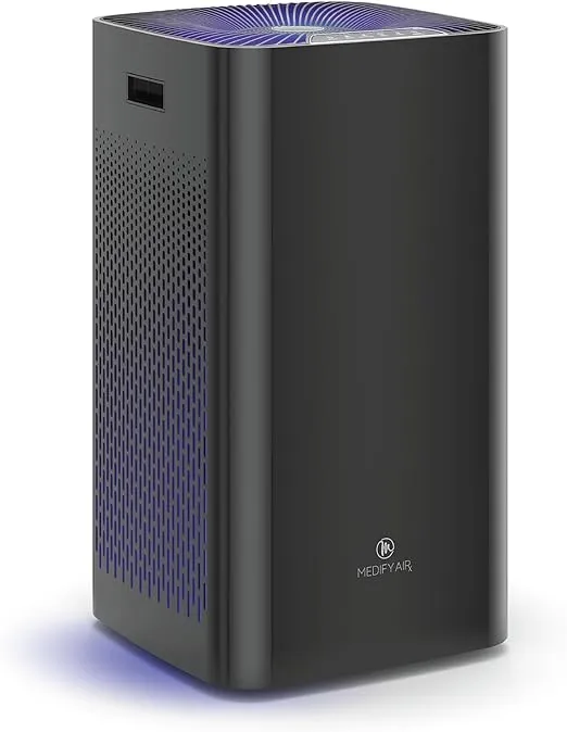 Medify MA-112 UV Light Air Purifier with True HEPA H14 Filter | 4,455 ft² Coverage in 1hr for Wildfires Smoke, Odors, Pollen, Pets | Quiet 99.9% Removal to 0.1 Microns | Black, 1-Pack
