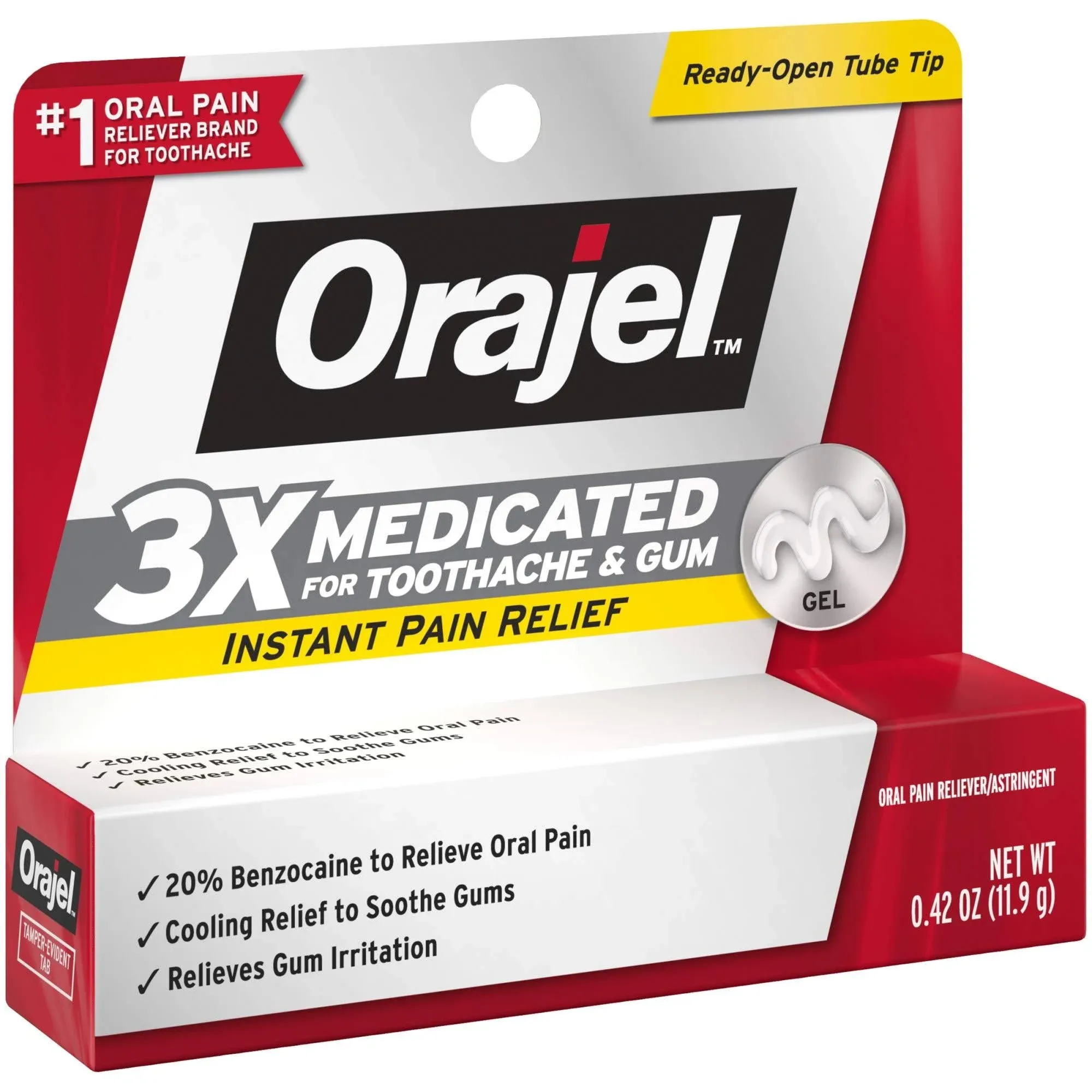 Orajel Maximum Double Relief Toothache Gel - 0.42 oz tube