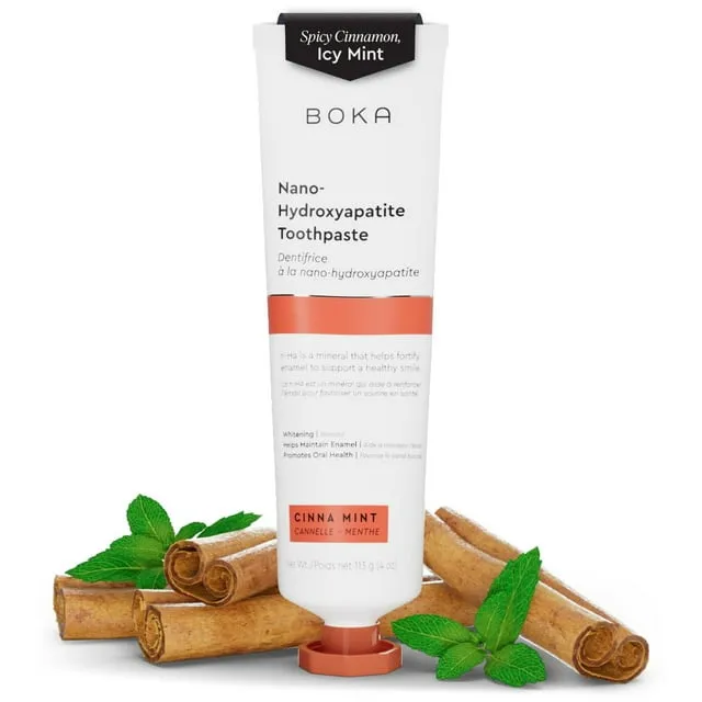 Boka Natural Toothpaste, Fluoride Free - Nano Hydroxyapatite for Remineralizing, Sensitive Teeth, & Whitening - Dentist Recommended for Adult, Kids Oral Care - Ela Mint, 4oz 3 Pack - Made in USA