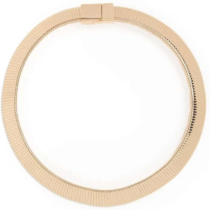 KENNETH JAY LANE, POLISHED GOLD FLAT STRETCH COLLAR NECKLACE