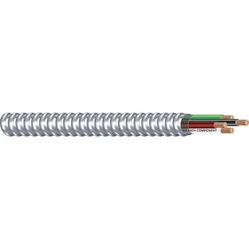 6/3 Metal Clad (MC) Cable with Ground, Aluminum Armored, Stranded Copper Conductors (50Ft Cut)