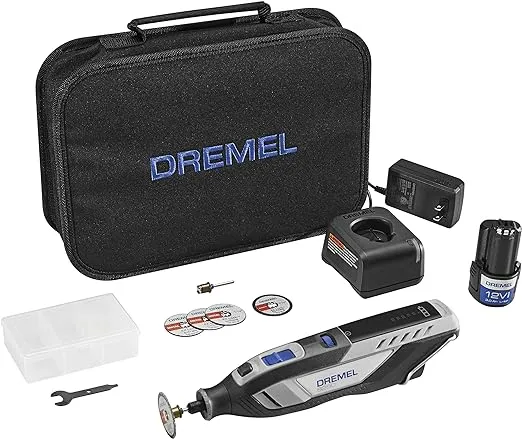 Dremel 8250 12V Lithium-Ion Variable Speed Cordless Rotary Tool with Brushless Motor, 5 Rotary Tool Accessories, 3Ah Battery, Charger, and Tool Bag