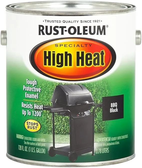 Rust-Oleum 7778502 High Brush On Paint Heat Protective Enamel, 32 Fl Oz (Pack of 1), Bar-B-Que Black